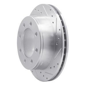 Chevrolet Silverado 2500 HD Classic Brake Rotor (1) - Rear Right - R1 Concepts - Drilled & Slotted - Silver - `99-`20